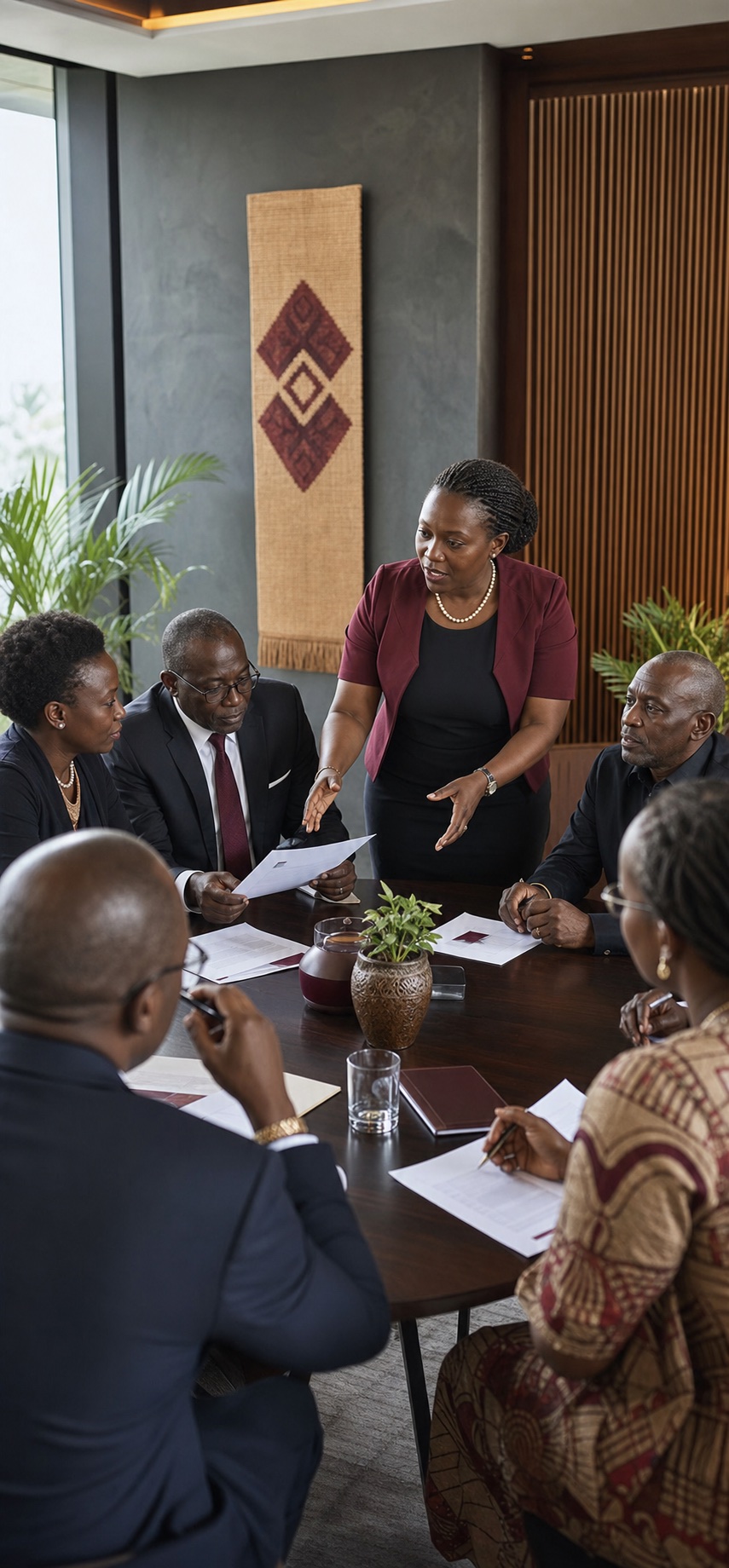 Board and community stakeholders in a governance discussion